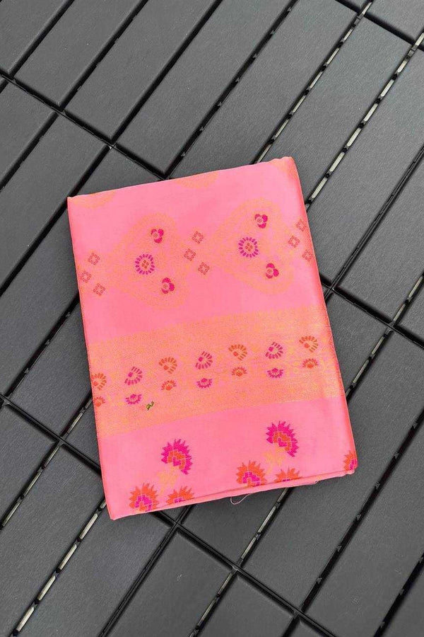 Baby Pink Soft Silk Jacquard Saree with Rich Pallu