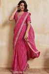 Georgette Leheriya Bandhej Saree with Embroidered Blouse