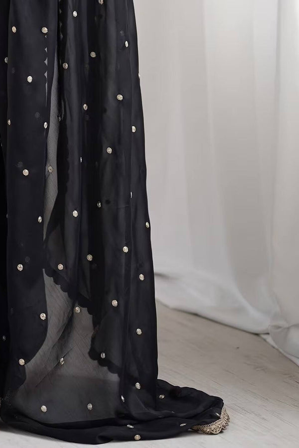 Pure Georgette Embellished Saree with Sequin Border