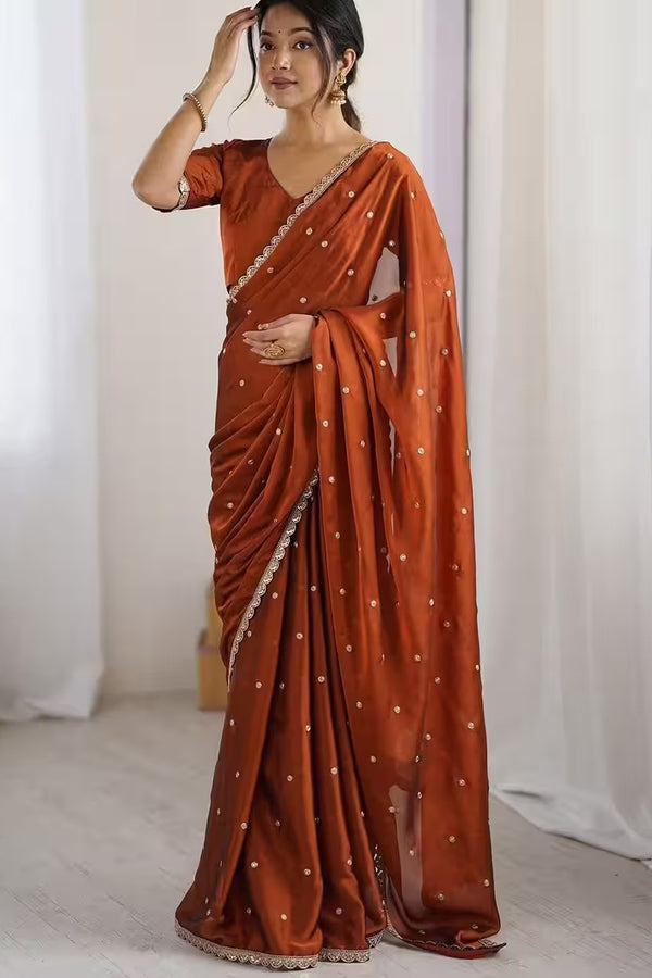 Pure Georgette Embellished Saree with Sequin Border