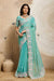 Sea Green Chiffon Saree with Embroidered Patch Border
