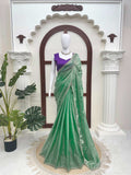 Emerald Green Fendy Silk Saree With Sequin Embroidery