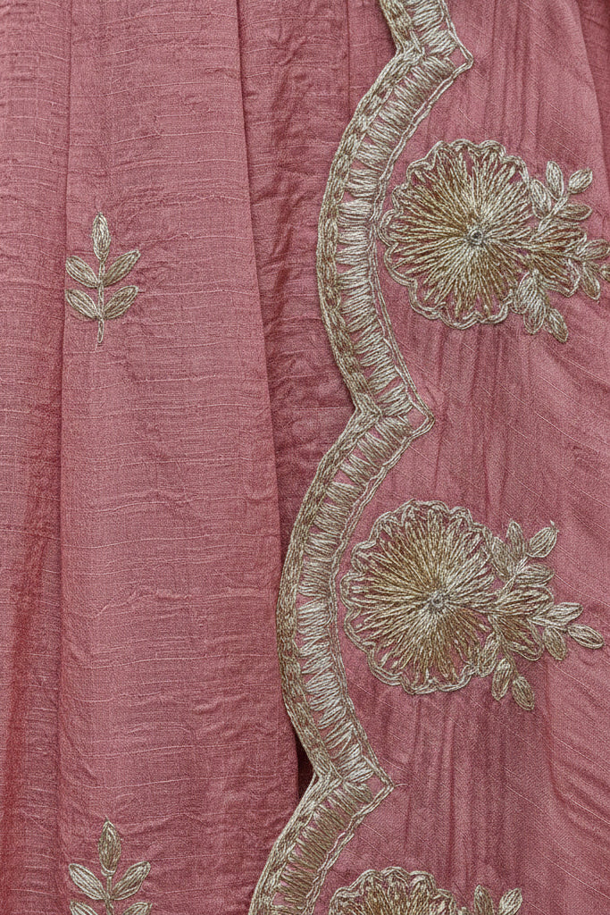 Heavy Embroidery Sequence Work Gold Crush Silk Gown