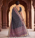 Lichi Silk Saree with Jacquard Weaving and Floral Border - Image 2