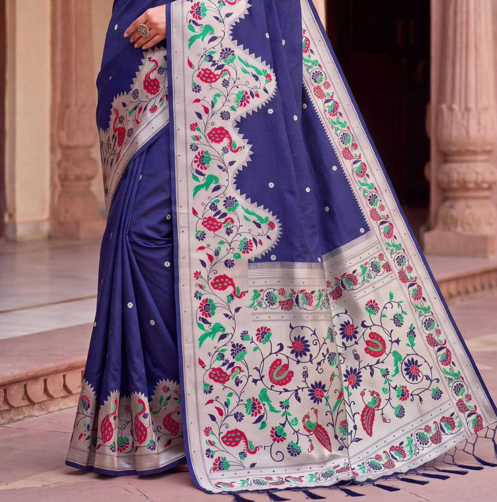 Multicoloured Jacquard Weave Paithani Silk Saree Collection - Image 2