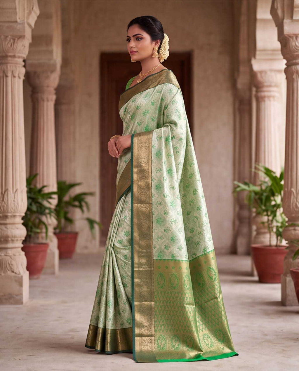 Kanjivaram Soft Silk Jacquard Weave Saree - Image 1