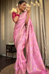 Baby Pink Soft Silk Jacquard Saree with Rich Pallu