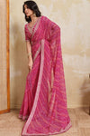 Georgette Leheriya Bandhej Saree with Embroidered Blouse