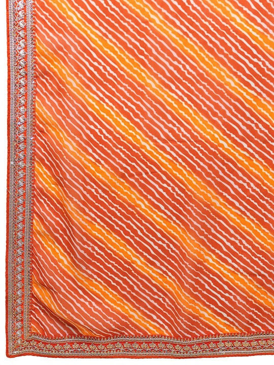 Georgette Leheriya Bandhej Saree with Embroidered Blouse