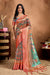 Multicolor Soft Silk Saree with Parrot Floral Print