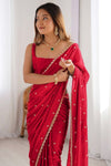 Pure Georgette Embellished Saree with Sequin Border