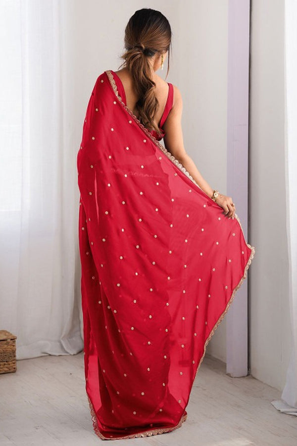 Pure Georgette Embellished Saree with Sequin Border
