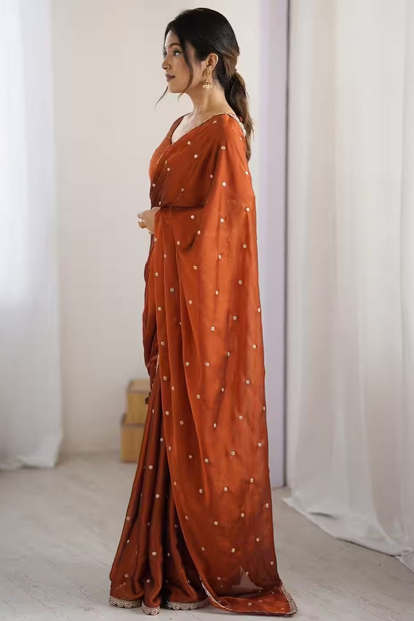 Pure Georgette Embellished Saree with Sequin Border