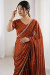 Pure Georgette Embellished Saree with Sequin Border