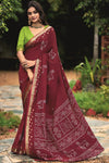 Silk Saree with Ethnic Motifs and Woven Zari Border
