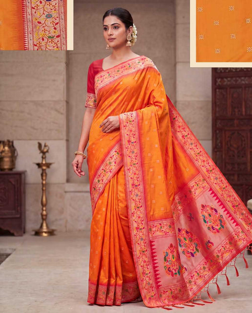 Paithani Soft Silk Saree with woven butti design and rich zari pallu - Image 1