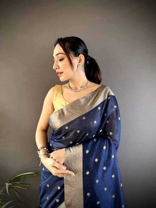 Zari Patta Silk Designer Saree - Image 5