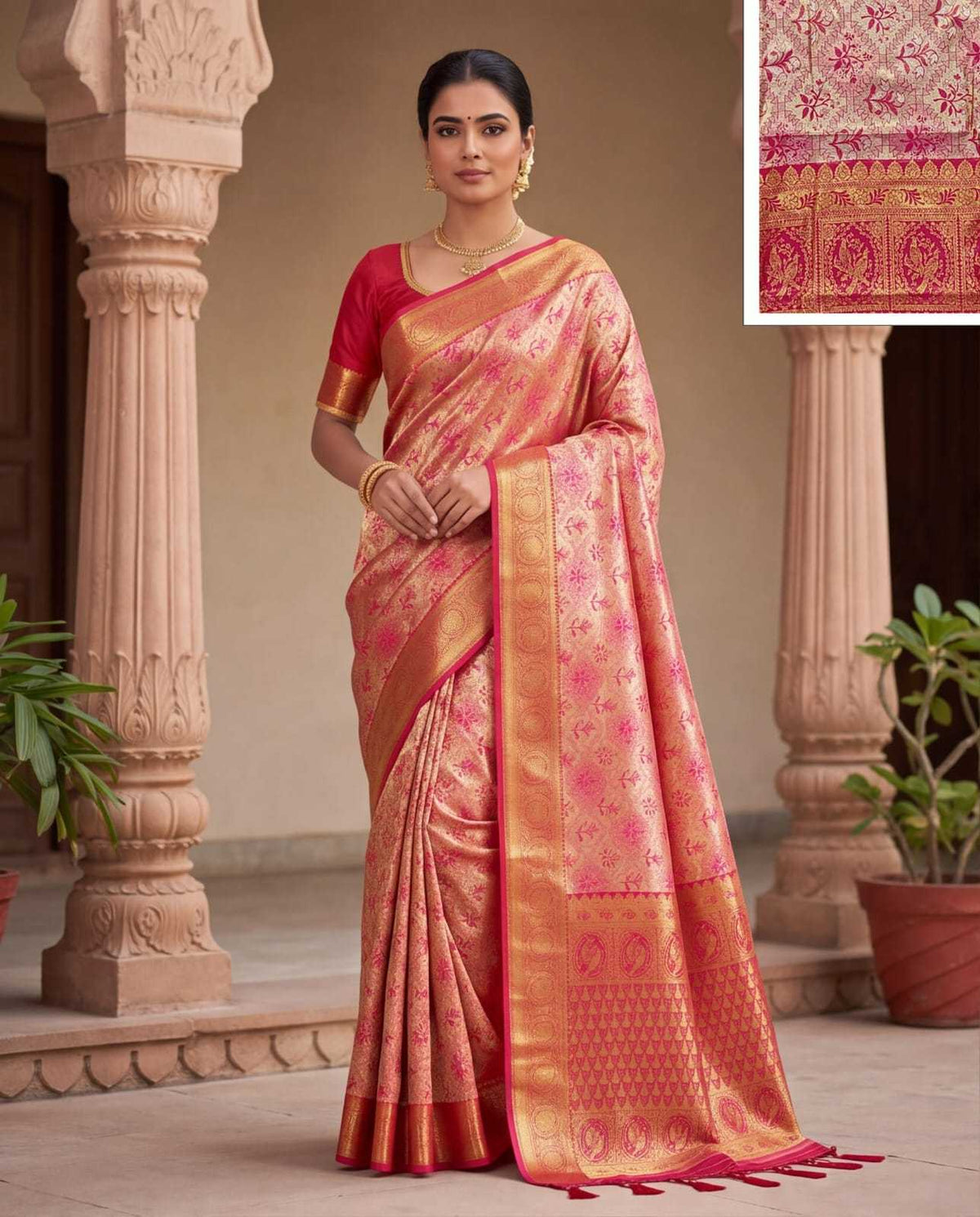 Kanjivaram Soft Silk Jacquard Weave Saree - Image 5