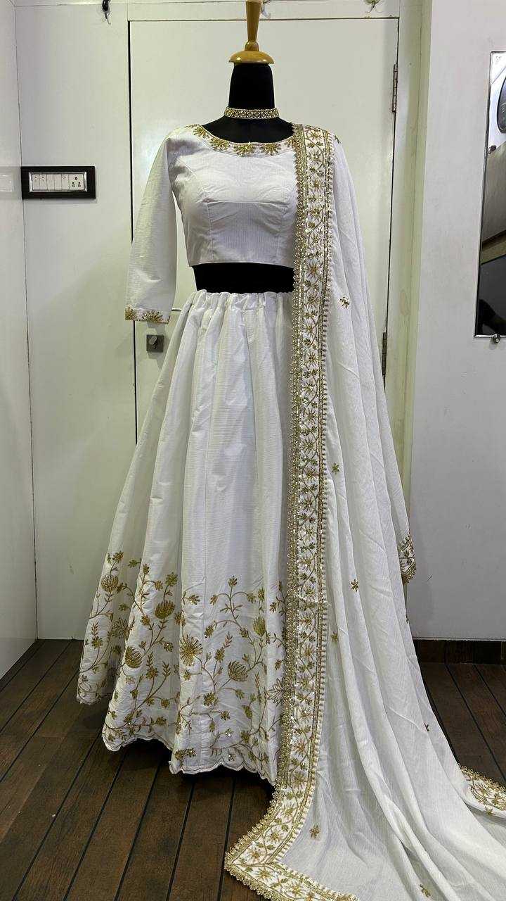 White Designer Lehenga Zari Work